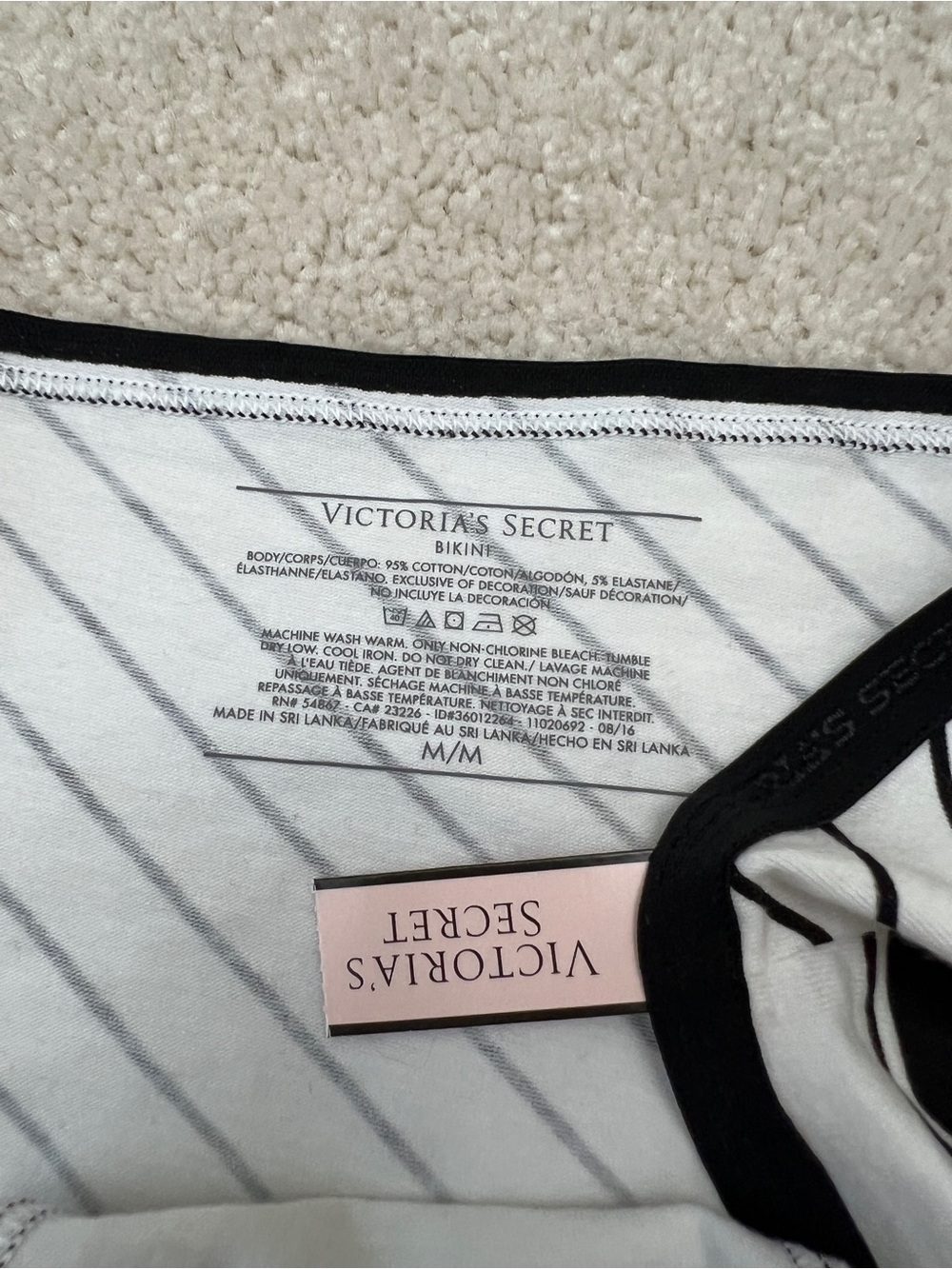 NWT Victoria's Secret Striped Cotton Logo High Leg Bikini Brief Panties Medium M - Picture 3 of 4